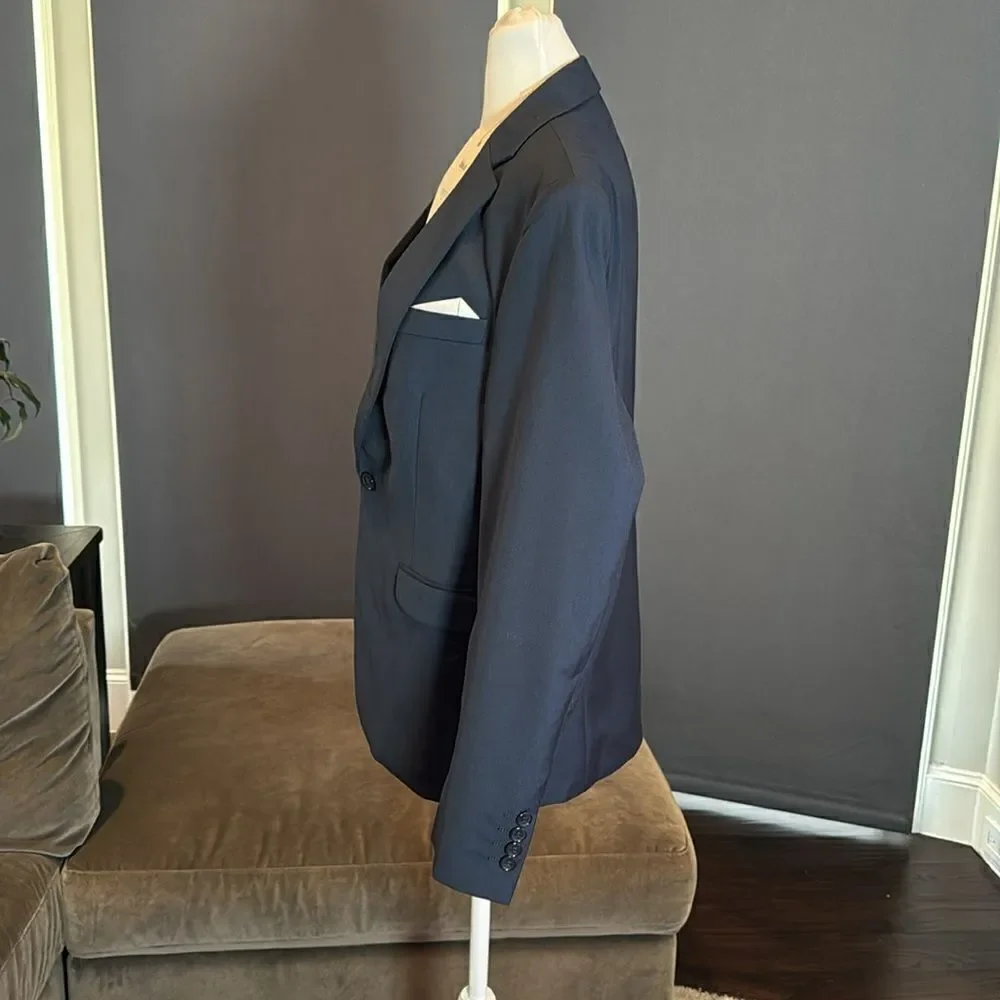 Men’s Mogu Blue 2 Piece One Button Slim Fit Suit Size 36 Jacket 34 Pants NWT
